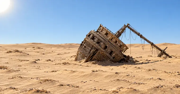 Le même vaisseau échoué dans le désert, en photographie : image de 2026