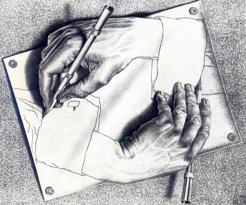Drawing Hands de M.C. Escher, 1948