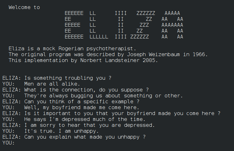 ELIZA fait semblant de comprendre. On y croit quand meme.