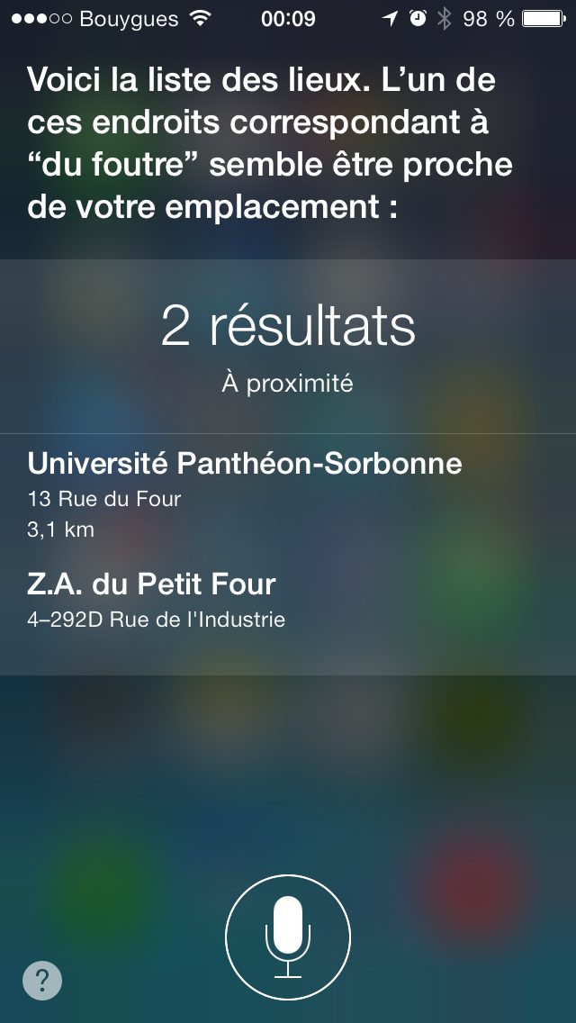Capture Siri 2013, Décidément la Sorbonne n'est plus ce qu'elle était.